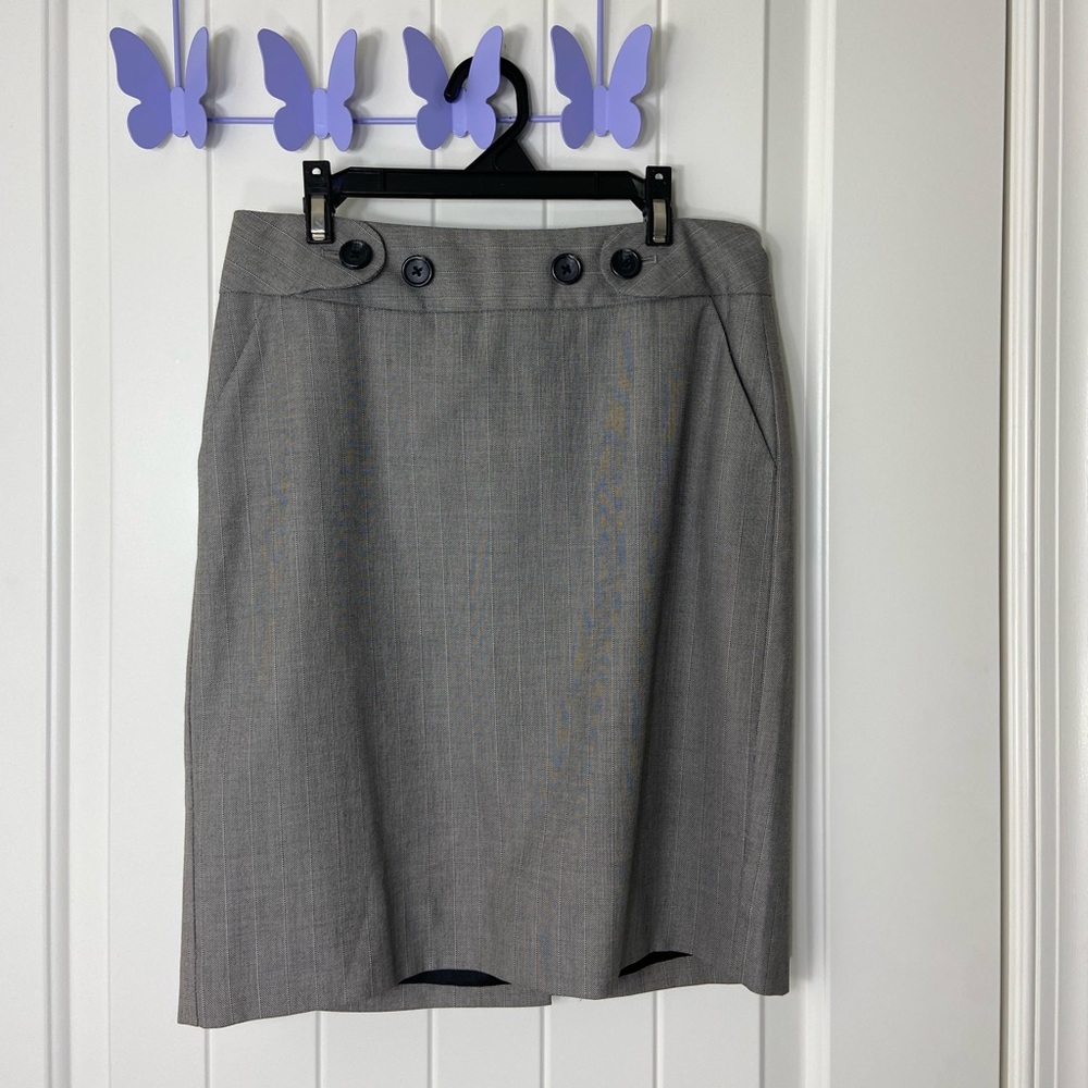 NWOT Banana Republic women’s wool blend lined‎ gray button zip pencil skirt 0